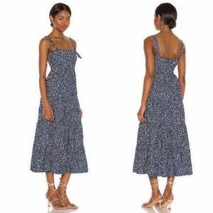 Likely Floral Denim Midi Dress Blue Size 0